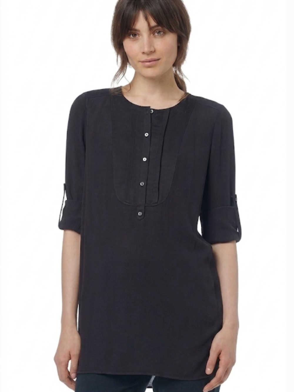 Vince Black “Trapunto” Tunic Top Size Medium EUC!